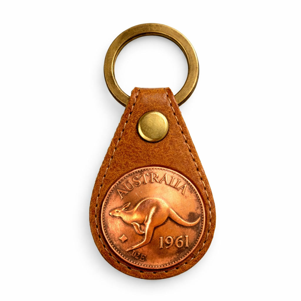 Australian Penny Leather Keyring