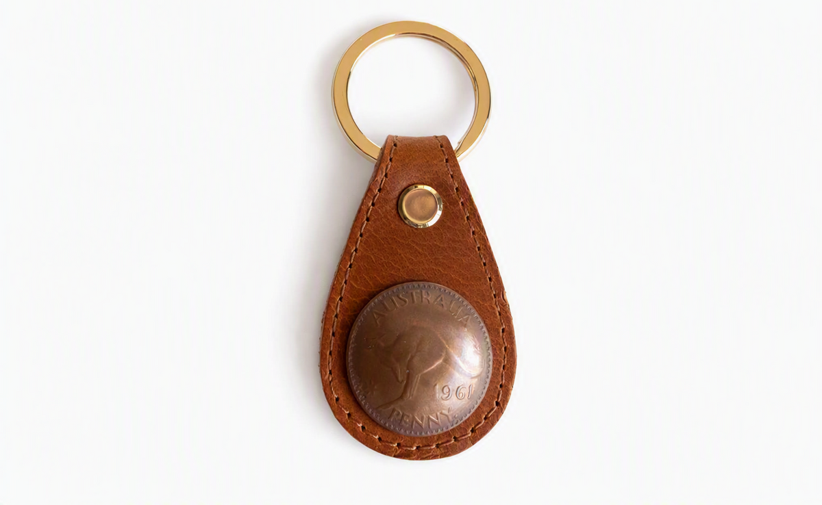 Australian Penny Leather Keyring