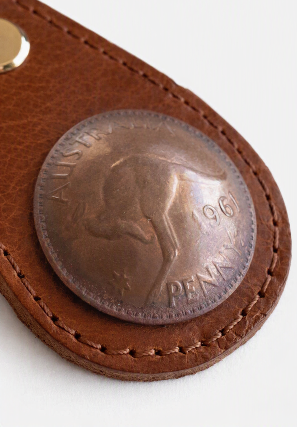 Australian Penny Leather Keyring