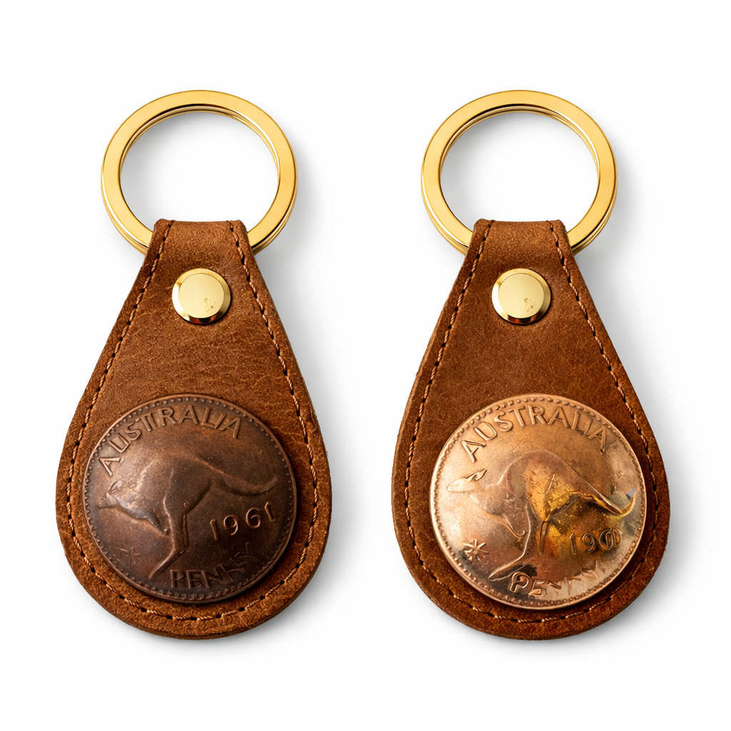 Australian Penny Leather Keyring